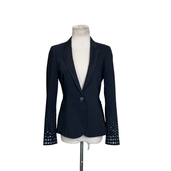 ZARA black studded sleeves one button tuxedo jacket size Small - Picture 13 of 13
